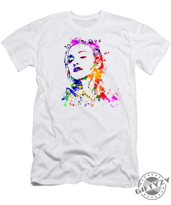 Madonna Portrait Watercolor Splatter Tshirt giftyzy 1