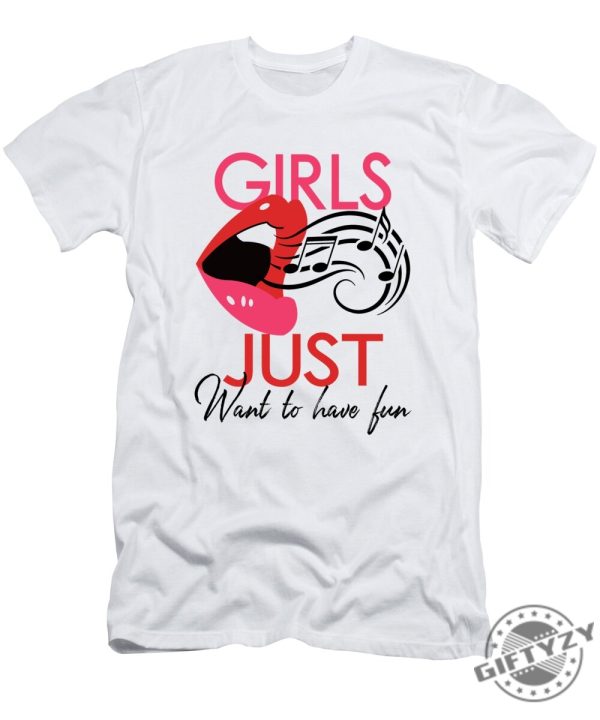 Girls Just Want To Have Fun Pop Art Lips Tshirt giftyzy 1
