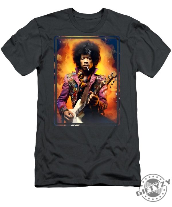 Jimi Hendrix Portrait Play Guitar Tshirt giftyzy 1