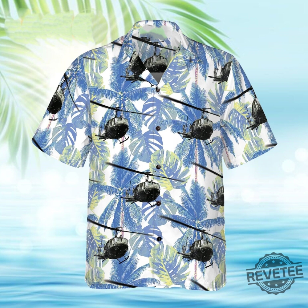 Navy Bell Twin Huey Hawaiian Shirt Unique