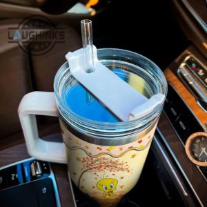 custom name tweety most wonderful time fall leaf pattern 40oz stainless steel tumbler with handle and straw lid personalized stanley tumbler dupe 40 oz stainless steel travel cups laughinks 1 3