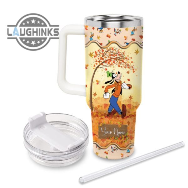 custom name goofy most wonderful time fall leaf pattern 40oz stainless steel tumbler with handle and straw lid personalized stanley tumbler dupe 40 oz stainless steel travel cups laughinks 1 1