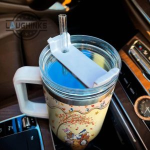 custom name donald duck most wonderful time fall leaf pattern 40oz stainless steel tumbler with handle and straw lid personalized stanley tumbler dupe 40 oz stainless steel travel cups laughinks 1 3