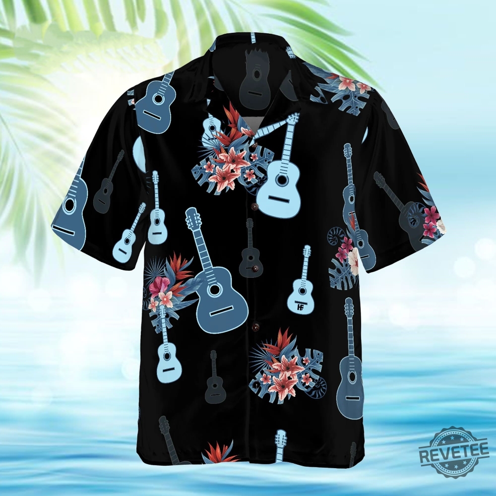 Tropical Guitar  Leaves Hawaiian Shirt Tropical Guitar And Leaves Hawaiian Shirt Unique