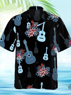 Tropical Guitar Leaves Hawaiian Shirt Tropical Guitar And Leaves Hawaiian Shirt Unique revetee 2