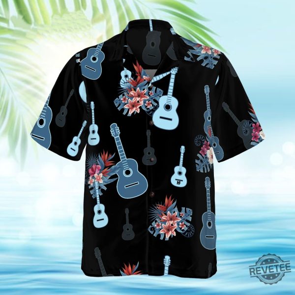 Tropical Guitar Leaves Hawaiian Shirt Tropical Guitar And Leaves Hawaiian Shirt Unique revetee 2