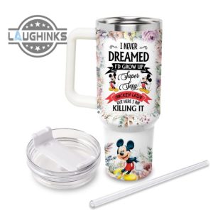 custom name super sexy mickey mouse lady vintage flower pattern 40oz stainless steel tumbler with handle and straw lid personalized stanley tumbler dupe 40 oz stainless steel travel cups laughinks 1 1