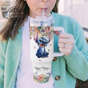 custom name super sexy stitch lady vintage flower pattern 40oz stainless steel tumbler with handle and straw lid personalized stanley tumbler dupe 40 oz stainless steel travel cups laughinks 1 5