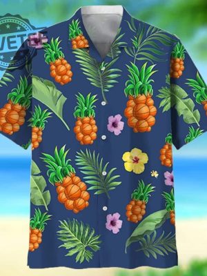 Basketball Pineapple Flower Hawaiian Shirt Unique revetee 2