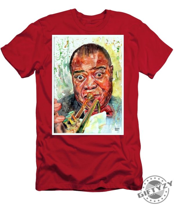 Louis Armstrong Portrait Painting Tshirt giftyzy 1