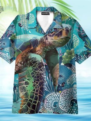 Turtle In Ocean Pattern Hawaiian Shirt Unique revetee 2