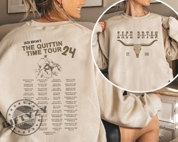Zach Bryan The Quittin Time Tour Shirt Zach Bryan Sweatshirt Country Music Tshirt Western Style Hoodie Tour 2024 Shirt giftyzy 3