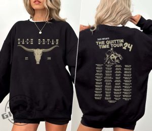 Zach Bryan The Quittin Time Tour Shirt Zach Bryan Sweatshirt Country Music Tshirt Western Style Hoodie Tour 2024 Shirt giftyzy 5