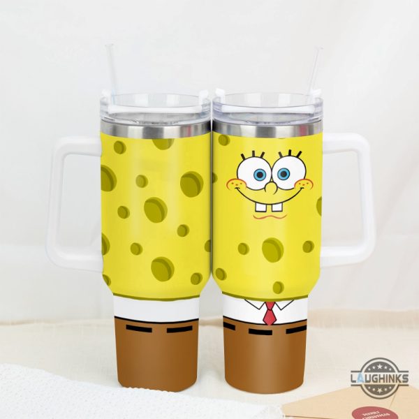 spongebob stanley cup dupe 40oz the spongebob squarepants meme stainless steel tumbler with handle spongebob travel cups patrick star squidward gift laughinks 1