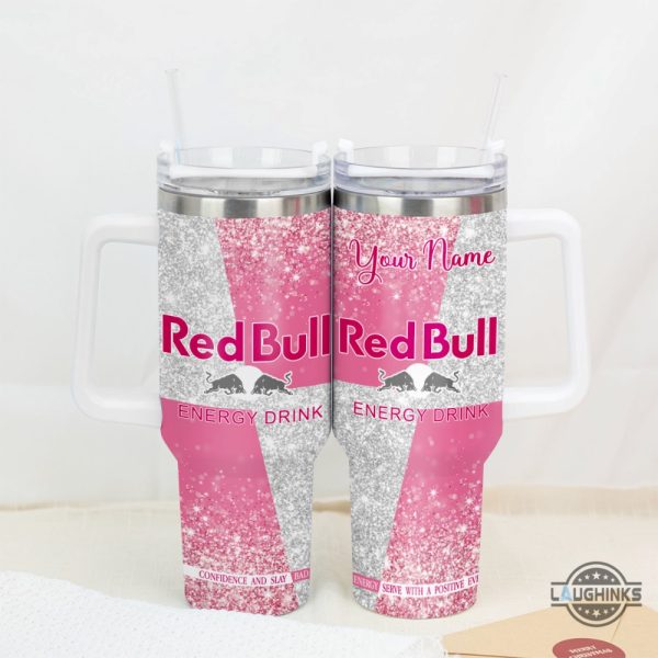 pink red bull tumbler 40 oz confidence and slay bad bitch energy positive energy stanley cup 40oz dupe red bull energy drink custom name tumblers laughinks 1
