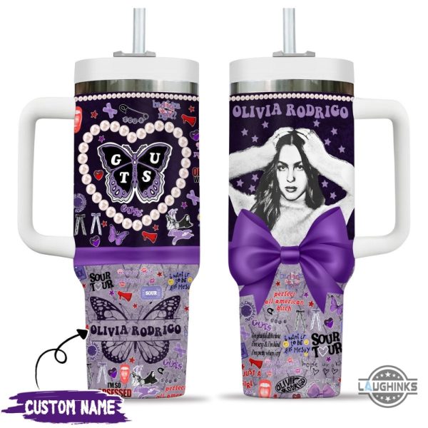 olivia rodrigo stanley cup dupe 40oz for sale olivia rodrigo purple butterfly 40 oz stainless steel travel cups custom name guts tour concert tumblers laughinks 1