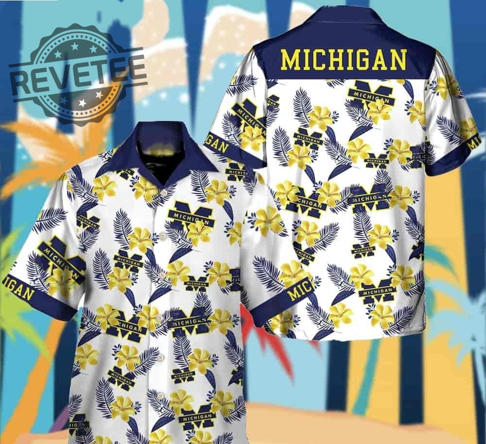 Wolverines Dark Blue And Yellow Hawaiian Shirt Unique