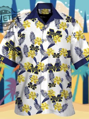 Wolverines Dark Blue And Yellow Hawaiian Shirt Unique revetee 2