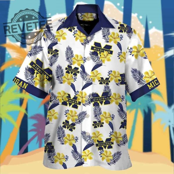 Wolverines Dark Blue And Yellow Hawaiian Shirt Unique revetee 2