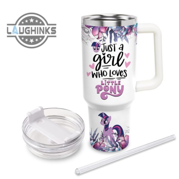 custom name just a girl loves little pony twilight sparkle 40oz stainless steel tumbler with handle and straw lid personalized stanley tumbler dupe 40 oz stainless steel travel cups laughinks 1 2
