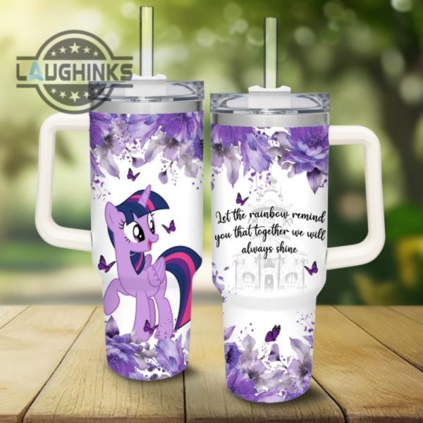 my little pony twilight sparkle flower pattern 40oz stainless steel tumbler with handle and straw lid personalized stanley tumbler dupe 40 oz stainless steel travel cups laughinks 1