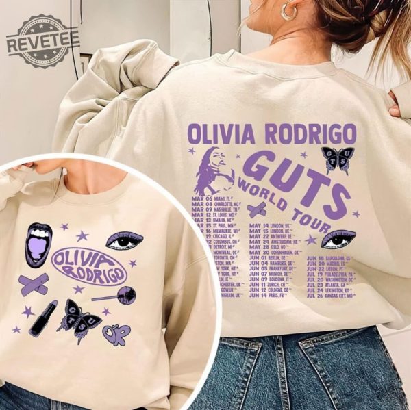 Vintage Olivia Rodrigo Guts Tour Shirt Olivia Rodrigo Tshirt Guts Tour Sweatshirt Olivia Rodrigo Tour 2024 Hoodie 2Side Unisex Shirt revetee 2