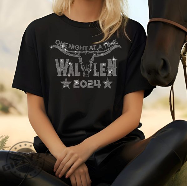 Wallen 2024 With Longhorn Rhinestone Shirt Morgan Wallen One Night At A Time Tour Tshirt Country Music Sweatshirt Cowboy Morgan Hoodie Longhorn Shirt giftyzy 1