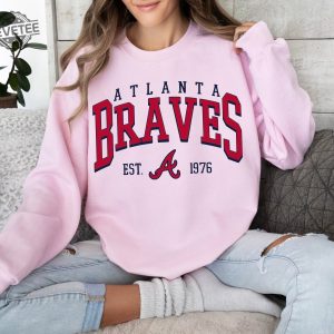 Atlanta Baseball Sweatshirt Atlanta Baseball Shirt Atlanta Est 1976 Shirt Vintage Baseball Fan Shirt Unique revetee 3