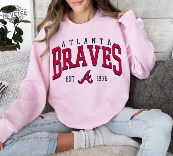 Atlanta Baseball Sweatshirt Atlanta Baseball Shirt Atlanta Est 1976 Shirt Vintage Baseball Fan Shirt Unique revetee 3