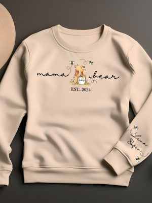 Custom Mama Bear Sweatshirt Mama Est With Kid Name On Sleeve Sweatshirt Personalized Mom Sweatshirt Mothers Day Shirt Unique revetee 2