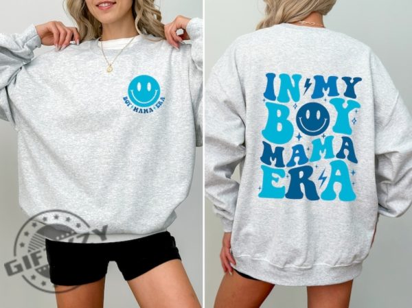 In My Boy Mama Era Shirt Boy Mama Sweatshirt Boy Mother Club Baby Shower Tshirt New Mom Hoodie Gender Reveal Pregnancy Gift giftyzy 1