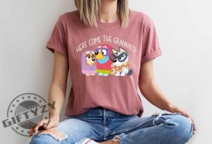 Here Come The Grannies Shirt Bluey For Grannies Disney Trip Sweatshirt Bingo Bluey Characters Hoodie Disney Trip Tshirt Muffin And Bingo Shirt giftyzy 3