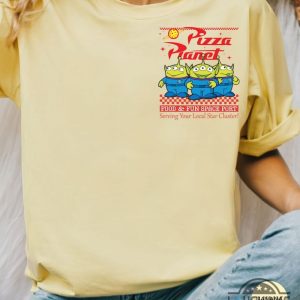 pizza planet shirt sweatshirt hoodie mens womens 2 sided disney world toy story pizza planet uniform t shirt vintage pizza planet shirt alien tshirt laughinks 4