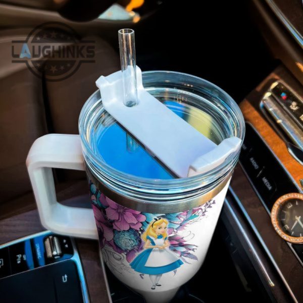 custom name just a girl loves alice in wonderland 40oz stainless steel tumbler with handle and straw lid personalized stanley tumbler dupe 40 oz stainless steel travel cups laughinks 1 3