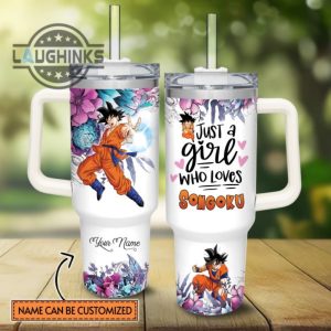 custom name just a girl loves songoku 40oz stainless steel tumbler with handle and straw lid personalized stanley tumbler dupe 40 oz stainless steel travel cups laughinks 1