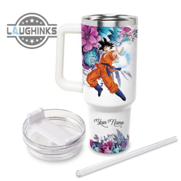 custom name just a girl loves songoku 40oz stainless steel tumbler with handle and straw lid personalized stanley tumbler dupe 40 oz stainless steel travel cups laughinks 1 1