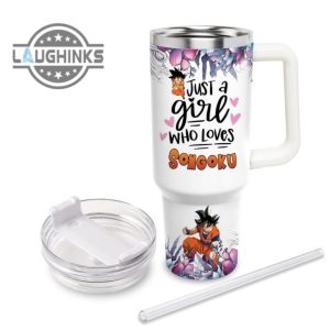 custom name just a girl loves songoku 40oz stainless steel tumbler with handle and straw lid personalized stanley tumbler dupe 40 oz stainless steel travel cups laughinks 1 2