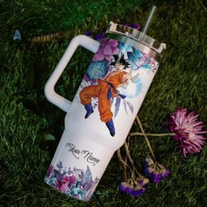 custom name just a girl loves songoku 40oz stainless steel tumbler with handle and straw lid personalized stanley tumbler dupe 40 oz stainless steel travel cups laughinks 1 5