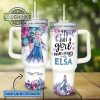 custom name just a girl loves elsa princess flower pattern 40oz tumbler with handle and straw lid personalized stanley tumbler dupe 40 oz stainless steel travel cups laughinks 1