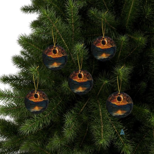 eclipse ornament 2024 total solar eclipse double sided ceramic ornaments path of totality christmas tree decoration gift laughinks 1