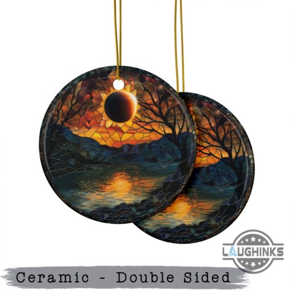 eclipse ornament 2024 total solar eclipse double sided ceramic ornaments path of totality christmas tree decoration gift laughinks 2