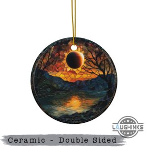 eclipse ornament 2024 total solar eclipse double sided ceramic ornaments path of totality christmas tree decoration gift laughinks 5