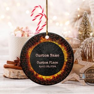 eclipse christmas ornament personalized total solar eclipse ceramic ornament custom solar eclipse keepsake gift april 08 2024 eclipse xmas decoration laughinks 2