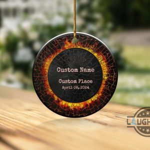 eclipse christmas ornament personalized total solar eclipse ceramic ornament custom solar eclipse keepsake gift april 08 2024 eclipse xmas decoration laughinks 4