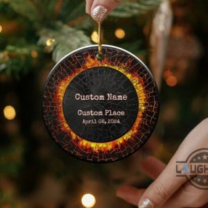 eclipse christmas ornament personalized total solar eclipse ceramic ornament custom solar eclipse keepsake gift april 08 2024 eclipse xmas decoration laughinks 5
