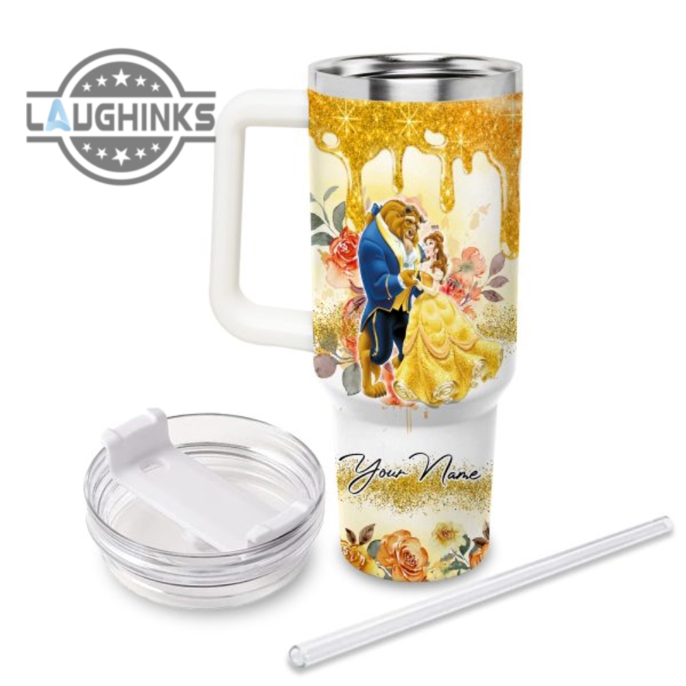 Custom Name I Cant Adult Beauty And The Beast 40Oz Stainless Steel Tumbler With Handle And Straw Lid Personalized Stanley Tumbler Dupe 40 Oz Stainless Steel Travel Cups