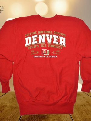 Denver Pioneers 10 Time Ncaa Mens Ice Hockey National Champions Banner Shirt Unique revetee 2