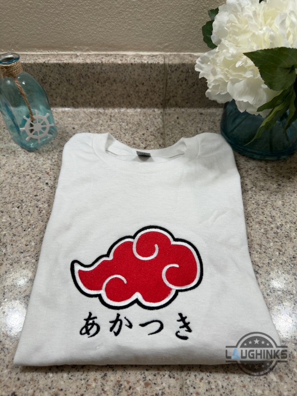 Akatsuki Tshirt Sweatshirt Hoodie Embroidered Naruto Shippuden Akatsuki Organization Super Anime Shirts Akatsuki Red Cloud Embroidery Tee