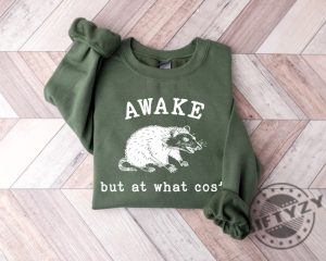 Awake But At What Cost Retro Shirt Funny Opossum Meme Tshirt Sarcastic Sayings Sweatshirt Vintage 90S Gag Hoodie Funny Rat Mental Health Shirt giftyzy 3