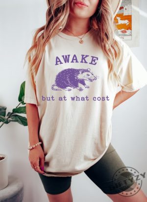 Awake But At What Cost Retro Shirt Funny Opossum Meme Tshirt Sarcastic Sayings Sweatshirt Vintage 90S Gag Hoodie Funny Rat Mental Health Shirt giftyzy 4